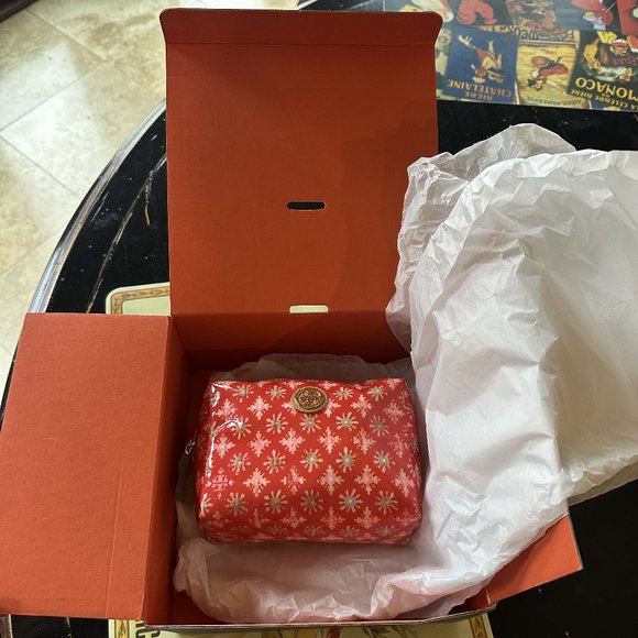 NWT Tory Burch Brigitte Cosmetic Case Poppy Red - Picture 6 of 7